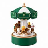 Carousel Music Box Night Light, Wireless Bluetooth Speaker, Girls Gift, Bedside Lamp Table – Green