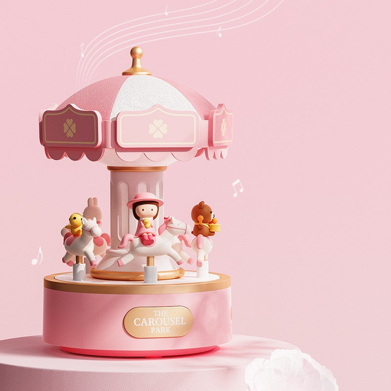 Carousel Music Box Night Light, Wireless Bluetooth Speaker, Girls Gift, Bedside Lamp Table