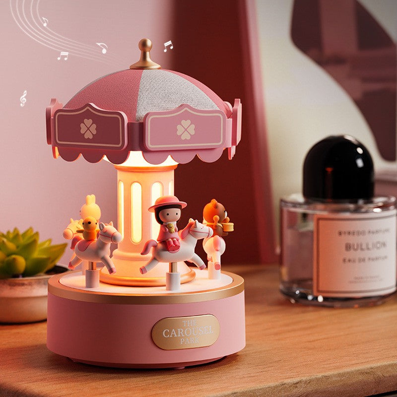 Carousel Music Box Night Light, Wireless Bluetooth Speaker, Girls Gift, Bedside Lamp Table