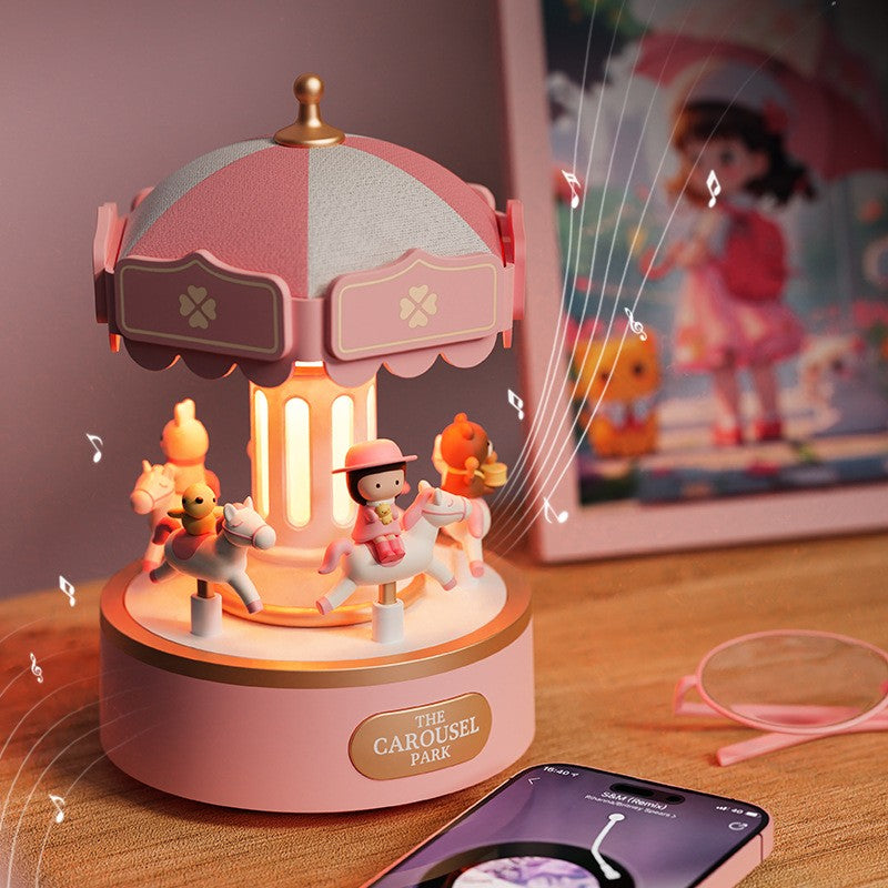 Carousel Music Box Night Light, Wireless Bluetooth Speaker, Girls Gift, Bedside Lamp Table