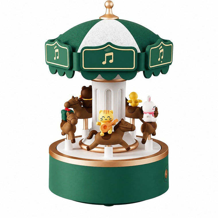 Carousel Music Box Night Light, Wireless Bluetooth Speaker, Girls Gift, Bedside Lamp Table – Green bluetooth