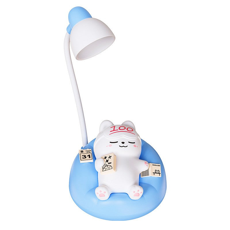 Rechargeable Silicone Cat Night Light, Soft Eye Protection, Tap Control, Gift for Girls – Blue