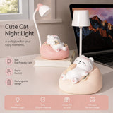 Rechargeable Silicone Cat Night Light, Soft Eye Protection, Tap Control, Gift for Girls