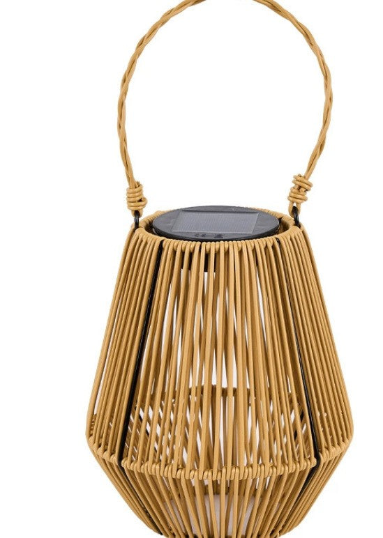 Handmade Rattan Solar Night Light, Portable LED Camping Lamp, IP44 Waterproof Table Lamp – Solar rattan portable lamp-b