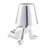 LED Thinker Golden Man Table Lamp, USB Charging, Bedside Desk Decor, Atmosphere Night Light – Section E silver