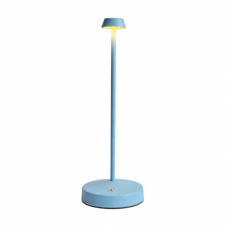 Wireless USB LED Desk Lamp, Dimmable Bedside Reading Light, Touch Control, Modern Metal – Blue