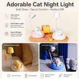 Rechargeable Silicone Cat Night Light, Soft Eye Protection, Tap Control, Gift for Girls