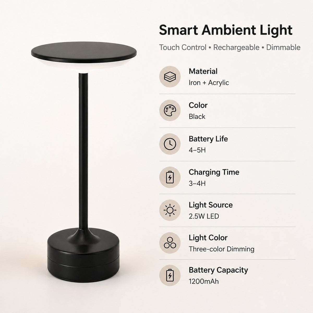 Iron Butterfly Touch Night Light, /, Battery Powered, Dimmable, Bedroom Decor Table Lamp