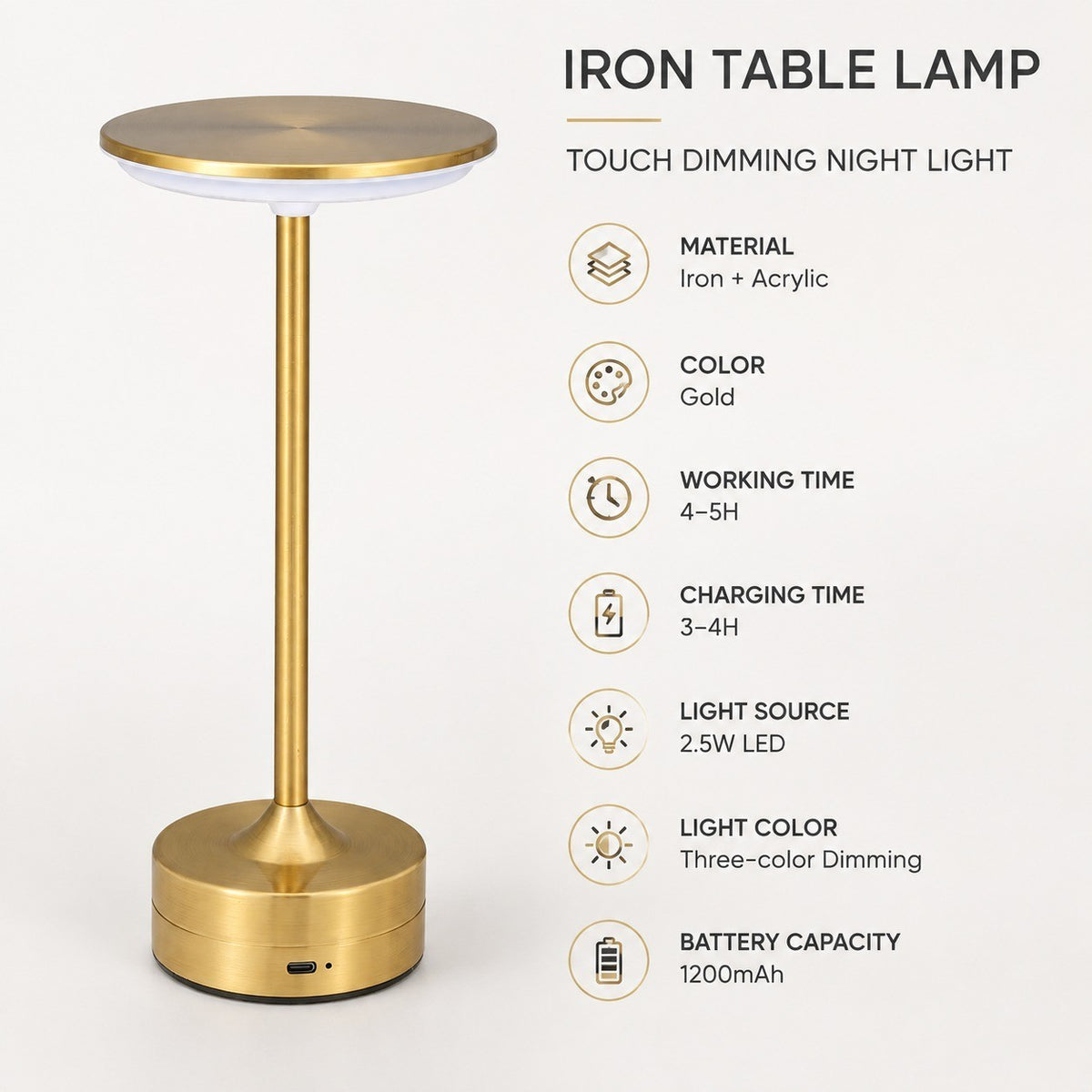 Iron Butterfly Table Lamp, /, Touch Dimming Night Light for Bedroom Bar