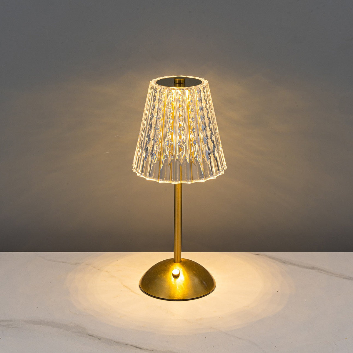 LED Crystal Night Light Table Lamp, Touch Control, Battery Powered, Warm, Bedroom Bar Decor