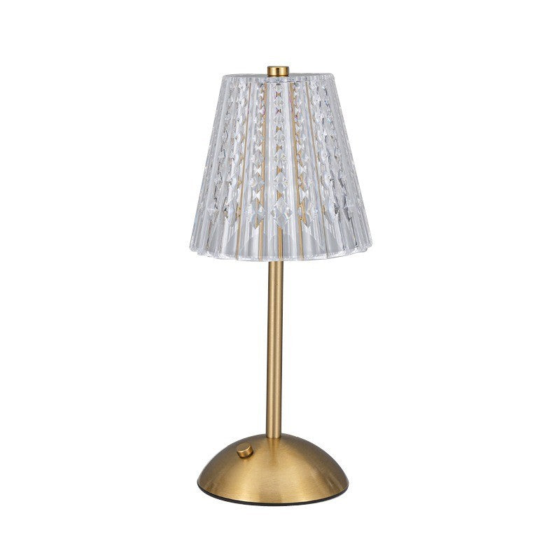 LED Crystal Night Light Table Lamp, Touch Control, Battery Powered, Warm, Bedroom Bar Decor