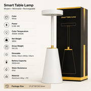 Metal LED Night Light, USB Rechargeable, Wireless Charging, Modern Simple Table Lamp for