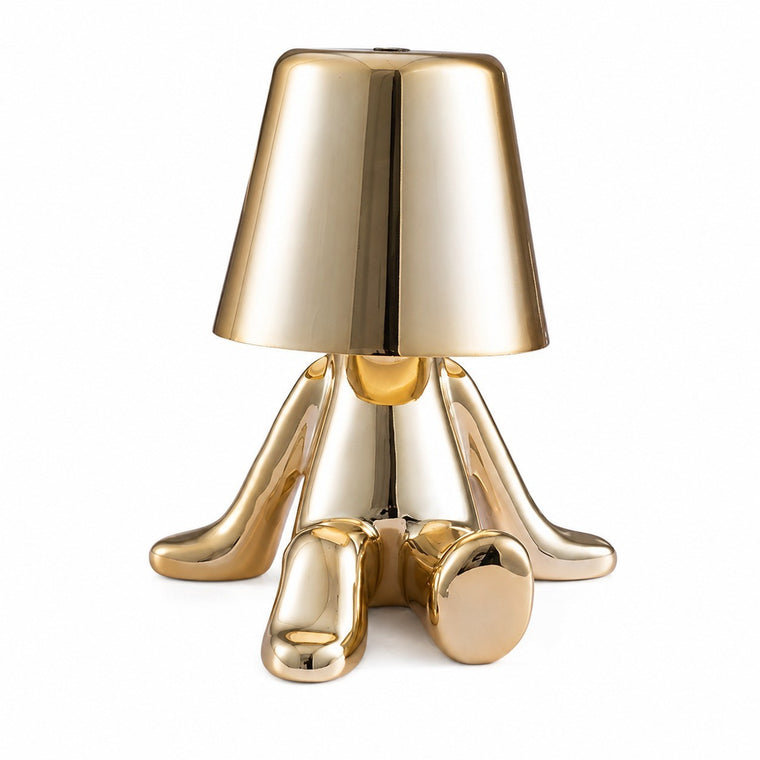 LED Thinker Golden Man Table Lamp, USB Charging, Bedside Desk Decor, Atmosphere Night Light – D gold