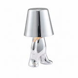 LED Thinker Golden Man Table Lamp, USB Charging, Bedside Desk Decor, Atmosphere Night Light – Section A silver