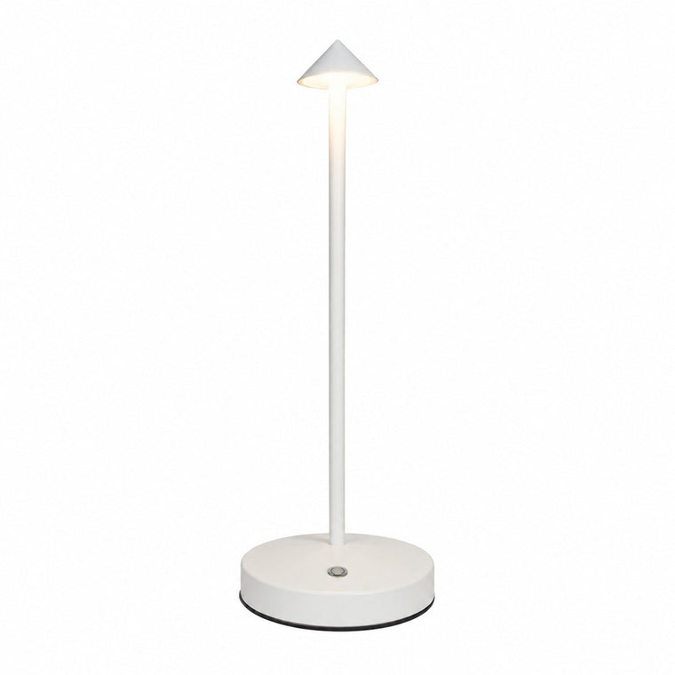LED Table Lamp for Bedroom, Modern Simple Metal Desk Lamp, Wireless – White
