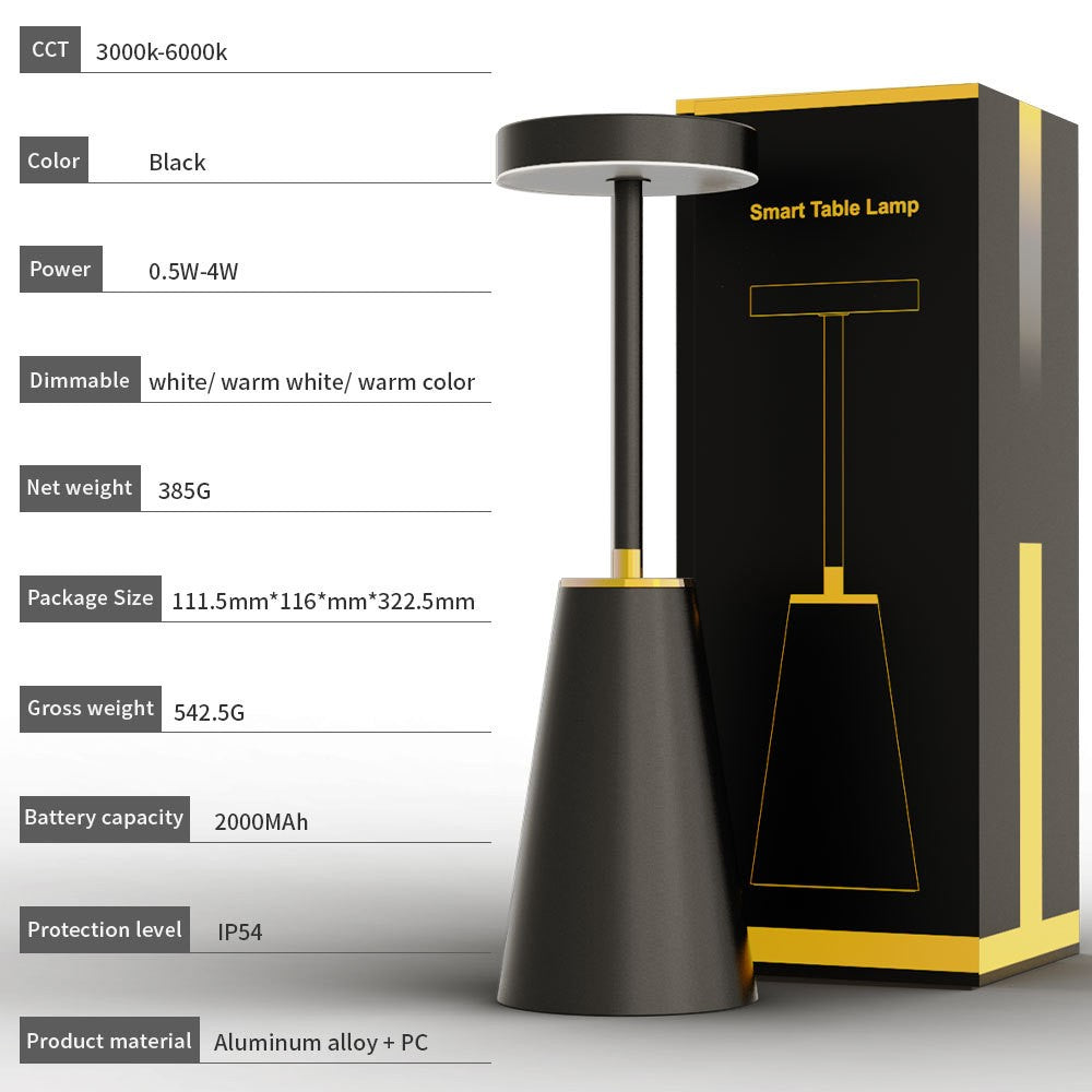 Metal LED Night Light, USB Rechargeable, Wireless Charging, Modern Simple Table Lamp for