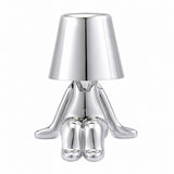 LED Thinker Golden Man Table Lamp, USB Charging, Bedside Desk Decor, Atmosphere Night Light – Section C silver