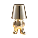 LED Thinker Golden Man Table Lamp, USB Charging, Bedside Desk Decor, Atmosphere Night Light