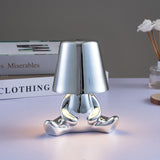 LED Thinker Golden Man Table Lamp, USB Charging, Bedside Desk Decor, Atmosphere Night Light