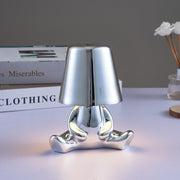 LED Thinker Golden Man Table Lamp, USB Charging, Bedside Desk Decor, Atmosphere Night Light