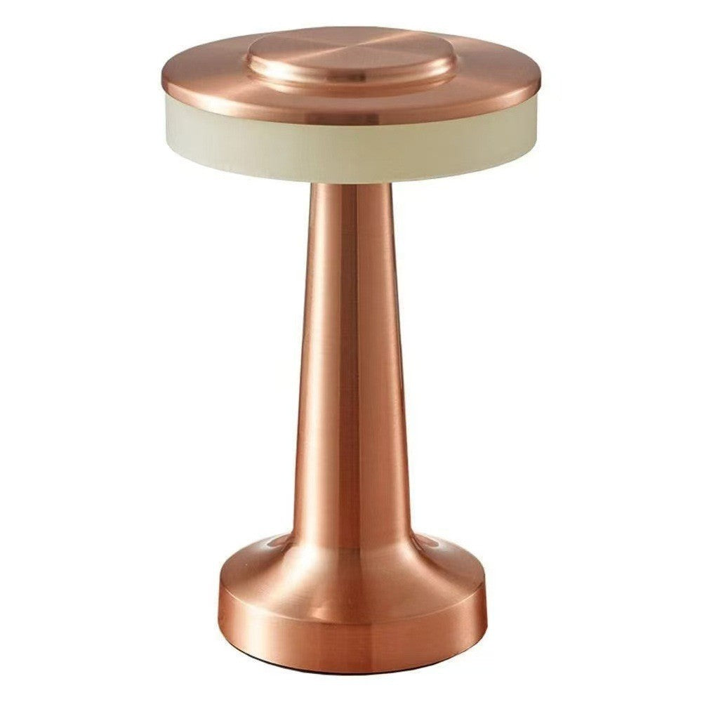 LED Metal Table Lamp, Touch 3-Color Night Light, Portable Bedside Dumbbell Lamp for Bedroom
