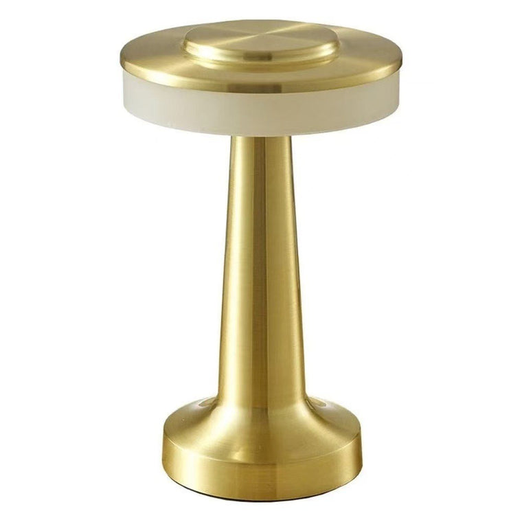 LED Metal Table Lamp, Touch 3-Color Night Light, Portable Bedside Dumbbell Lamp for Bedroom – Champagne gold