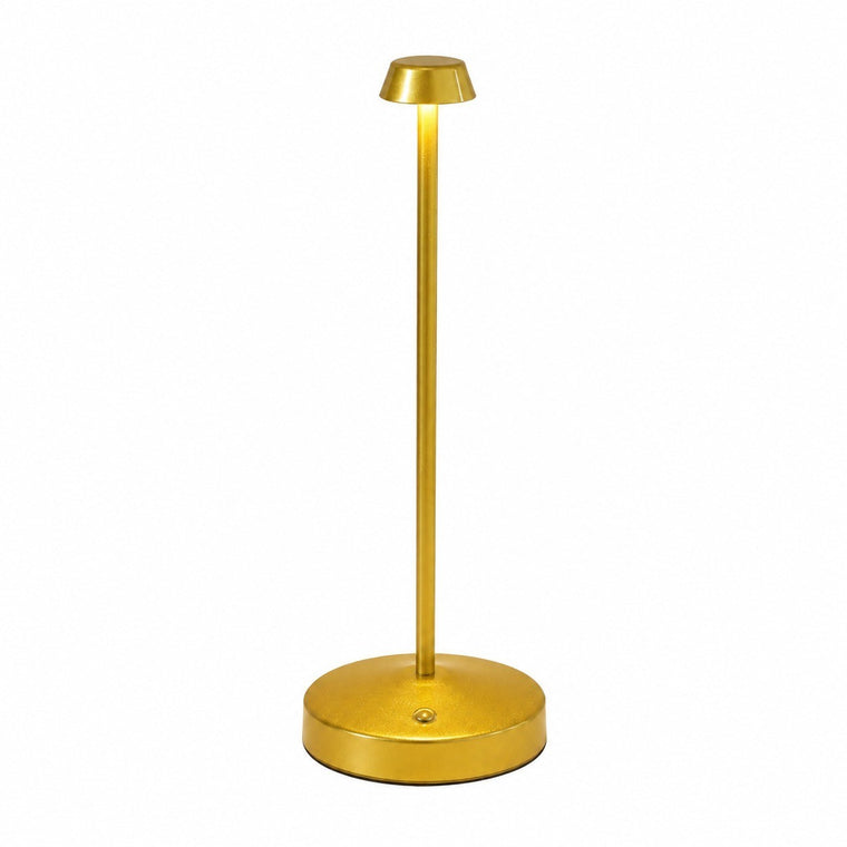 Wireless USB LED Desk Lamp, Dimmable Bedside Reading Light, Touch Control, Modern Metal – Gold