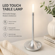 LED Touch Table Lamp, USB Rechargeable, Wireless, Metal Modern Night Light