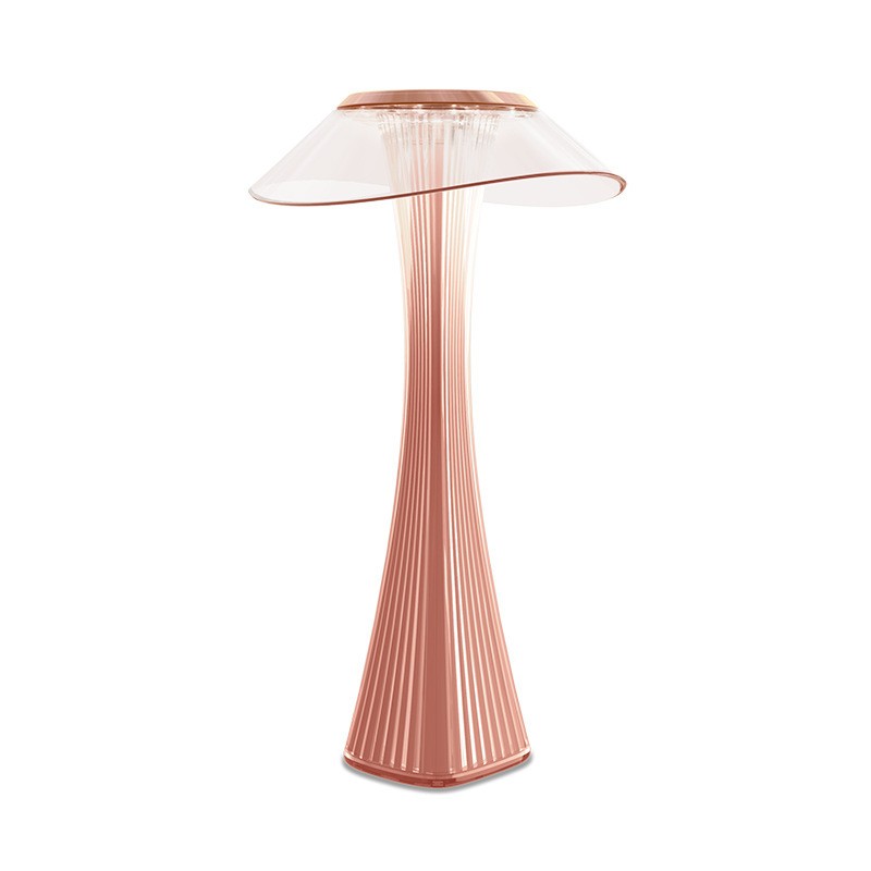 Small Waist Table Lamp, LED Touch Charging, 3-Color Dimmable, USB, Bedside Night Light – Rose Gold