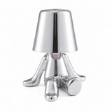 LED Thinker Golden Man Table Lamp, USB Charging, Bedside Desk Decor, Atmosphere Night Light – Section D silver