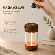 Retro Solid Wood Aromatherapy Lamp, Rechargeable Soft Filament Bedside Night Light Table