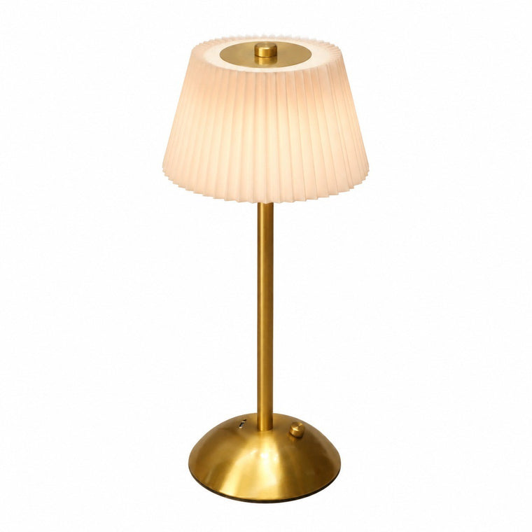 Pleated Fabric Metal Table Lamp, Rechargeable Touch Night Light, 3 Color, Bedside – Pleated no. 2-pink-rechargeable three colors