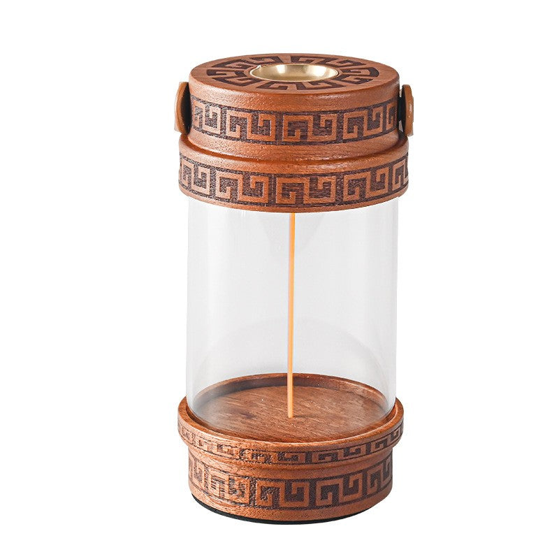 Retro Solid Wood Aromatherapy Lamp, Rechargeable Soft Filament Bedside Night Light Table