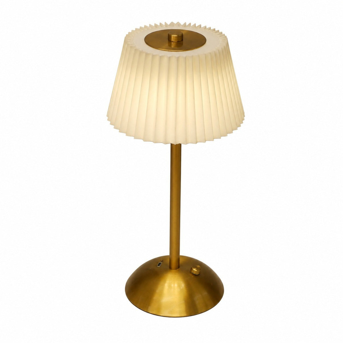 Pleated Fabric Metal Table Lamp, Rechargeable Touch Night Light, 3 Color, Bedside – Pleated no. 2-off-white-rechargeable three colors