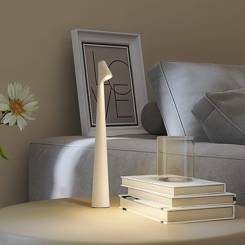 Modern Minimalist USB Rechargeable Table Lamp, Metal Base, Bedside Night Light for Living