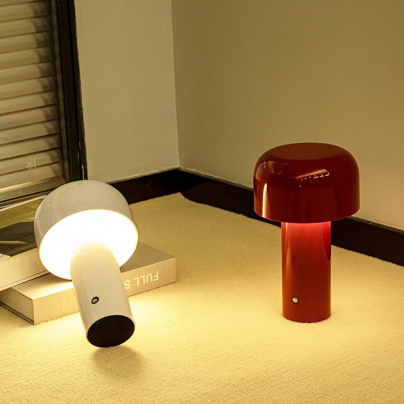 Wireless LED Table Lamp, Modern Simple Bedside Lamp, Metal Base, Yellow