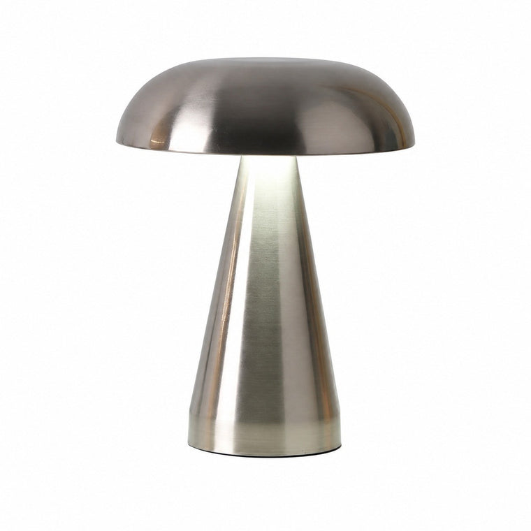 Mushroom Desk Lamp, Metal Rechargeable Night Light, Bedroom Study Dorm Table Lamp – Silver