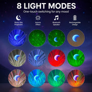 Bluetooth Speaker Aurora Lamp, Starry Sky Projector, Moon Light, Rechargeable Table Lamp