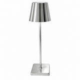 Rechargeable High-Footed Ambient Table Lamp, Metal, Touch Switch, for Restaurant Bar – Silver metal tall weights