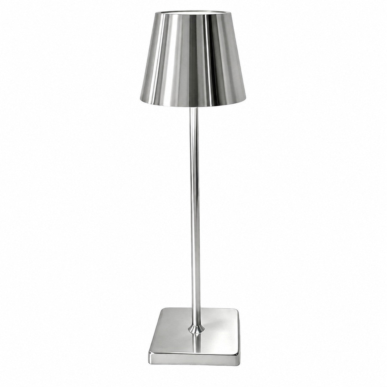 Rechargeable High-Footed Ambient Table Lamp, Metal, Touch Switch, for Restaurant Bar – Silver metal tall weights