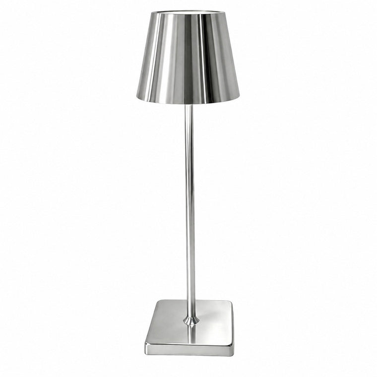 Rechargeable High-Footed Ambient Table Lamp, Metal, Touch Switch, for Restaurant Bar – Silver metal tall weights
