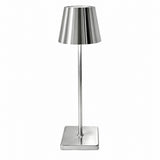 Metal Table Lamp for Living Room Bedroom, Long Stem Decorative Ambient Lighting, Home Bar – Silver metal tall weights