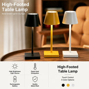 Rechargeable High-Footed Ambient Table Lamp, Metal, Touch Switch, for Restaurant Bar