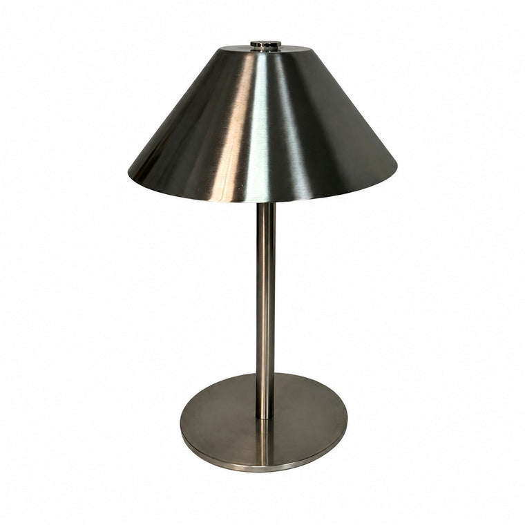 Tapered Metal Table Lamp, Nordic Bedside Night Light, Living Room Decor – Silver (15x23)