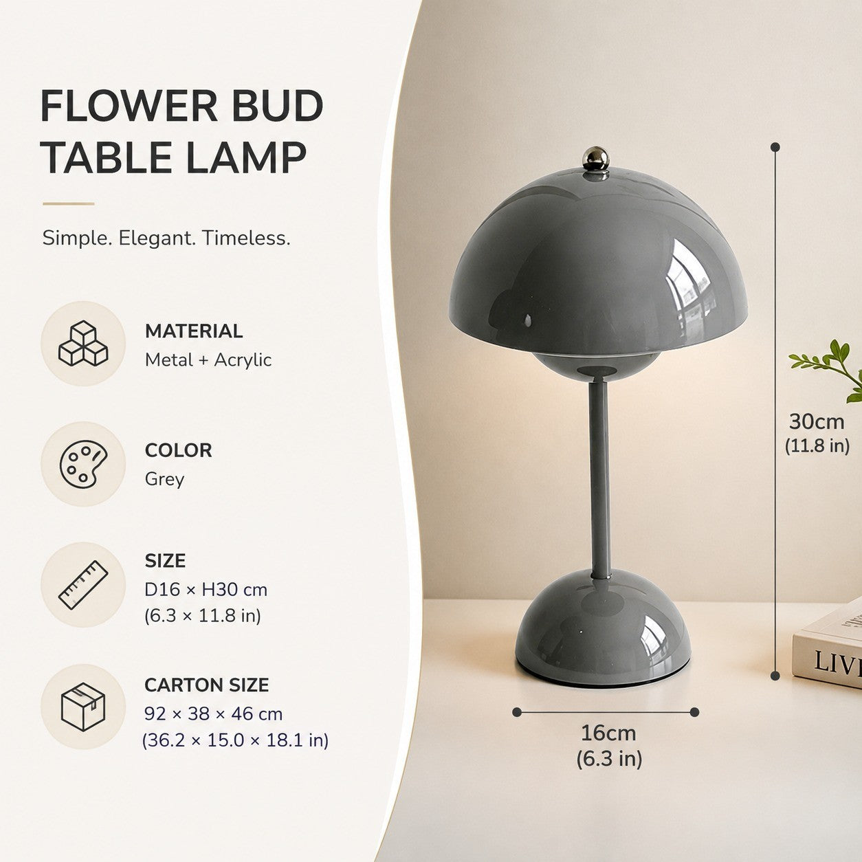 Danish Retro Flower Bud Table Lamp, Metal, Modern Simple, Living Room Bedroom Night Light
