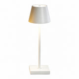 Rechargeable High-Footed Ambient Table Lamp, Metal, Touch Switch, for Restaurant Bar – White plastic weighted tall two-section pole