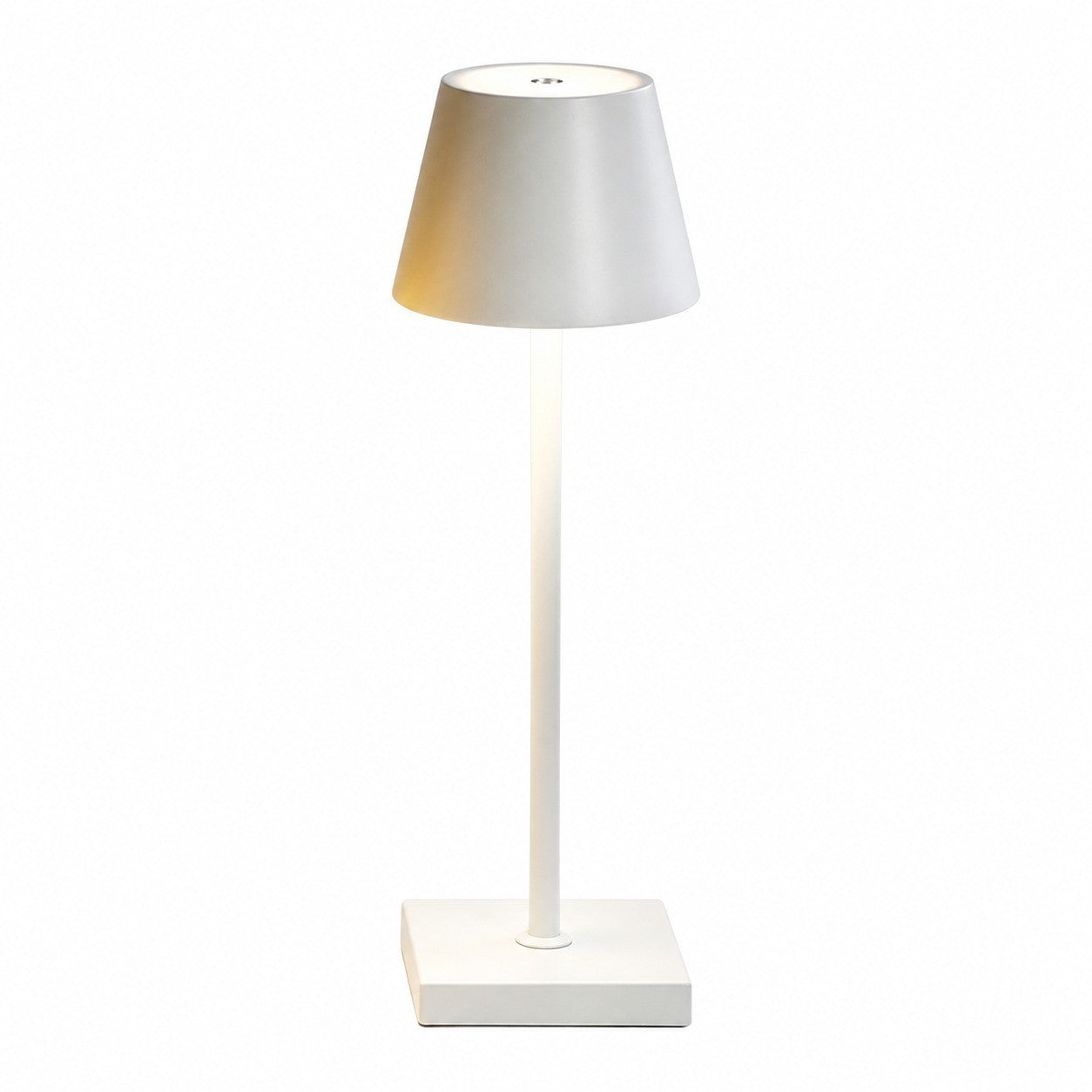 Rechargeable High-Footed Ambient Table Lamp, Metal, Touch Switch, for Restaurant Bar – White plastic weighted tall two-section pole