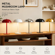 Metal Mushroom Table Lamp, American Retro, Night Light, for Bedroom Bar Hotel