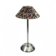 Chinese Style Pleated Fabric Night Light, Bauhaus Luxury, Touch Switch, for Bedroom Living – Type c - floral red and blue luxury silver