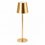 Rechargeable High-Footed Ambient Table Lamp, Metal, Touch Switch, for Restaurant Bar – Gold metal round tall lamp